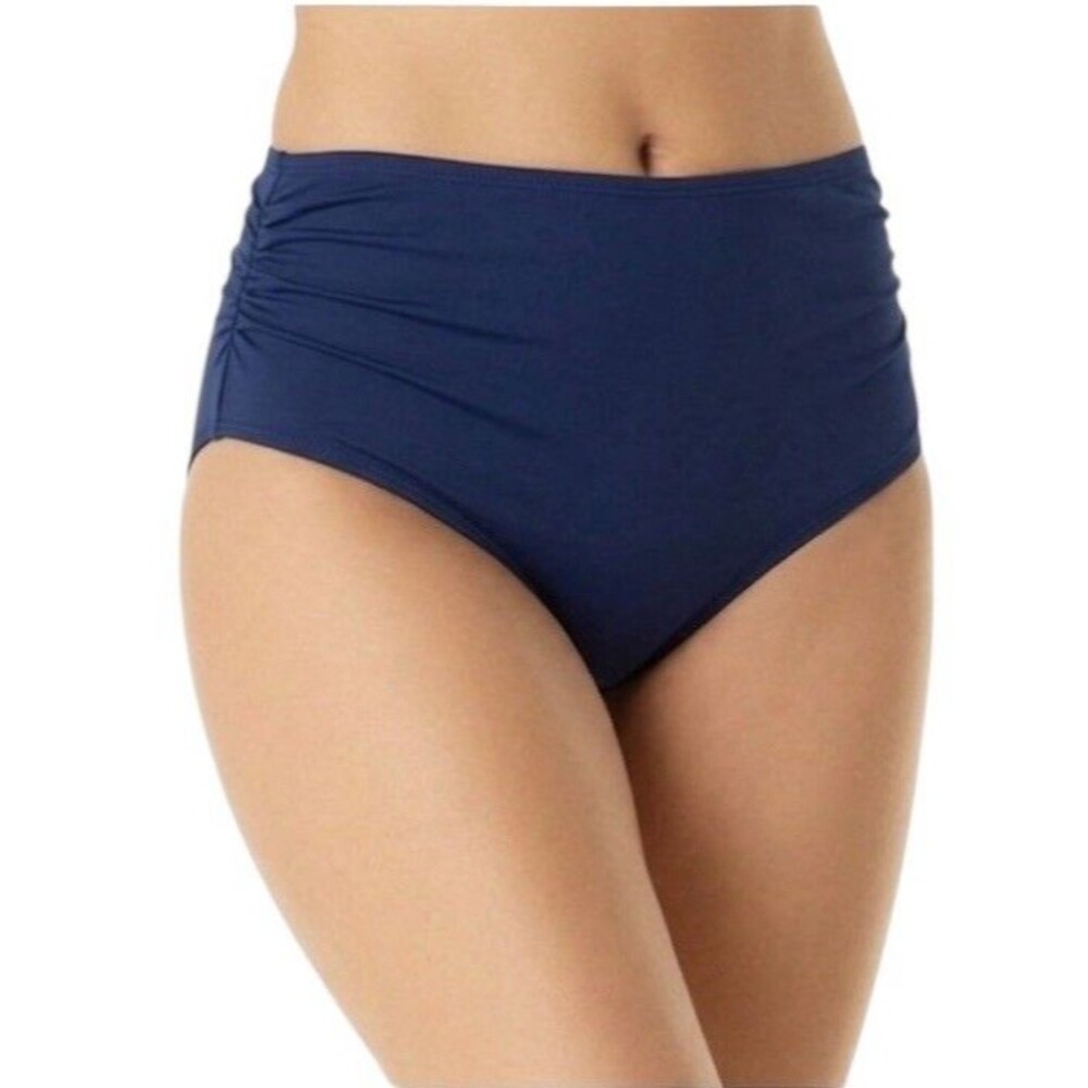 Anne Cole Swimsuit Bottoms Convertible High Waisted Foldover 18W NAVY Blue NEW